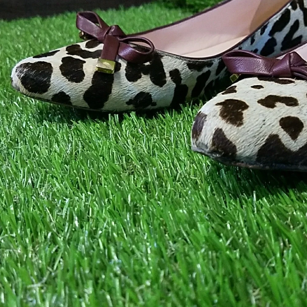 Kate Spade Calf Fur Emma Bow Flats
